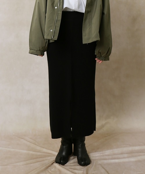 Lull（ルル）の「【Lull / ルル】2wayリブニットロングスカート（スカート・レディース・ブラック/ブラウン/グリーン・ONESIZE）」の2枚目の写真