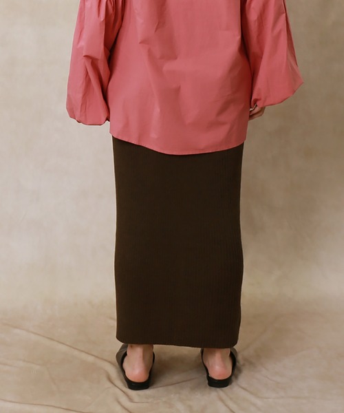 Lull（ルル）の「【Lull / ルル】2wayリブニットロングスカート（スカート・レディース・ブラック/ブラウン/グリーン・ONESIZE）」の7枚目の写真