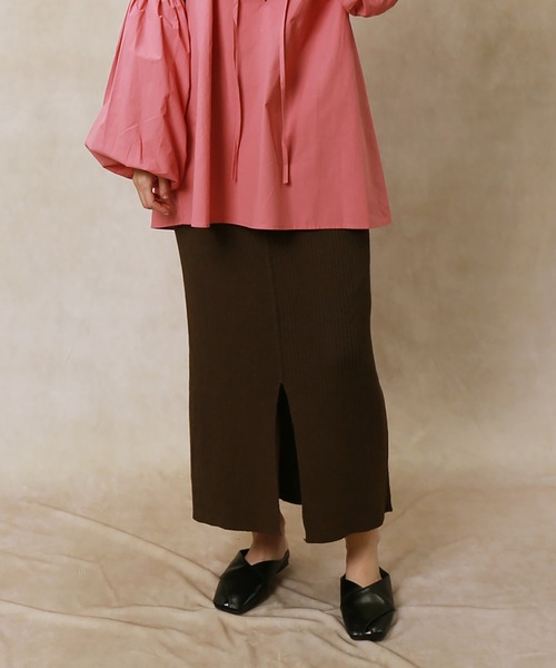 Lull（ルル）の「【Lull / ルル】2wayリブニットロングスカート（スカート・レディース・ブラック/ブラウン/グリーン・ONESIZE）」の6枚目の写真