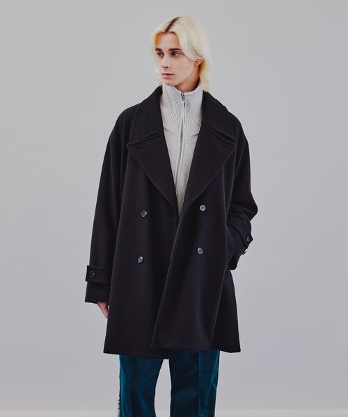 tk.TAKEO KIKUCHI(ティーケータケオキクチ)の「◆テックメルトンピーコート(ピーコート・メンズ・ライトグリーン/ブラウン系その他/ブラック・01/02/03)」の2枚目の写真