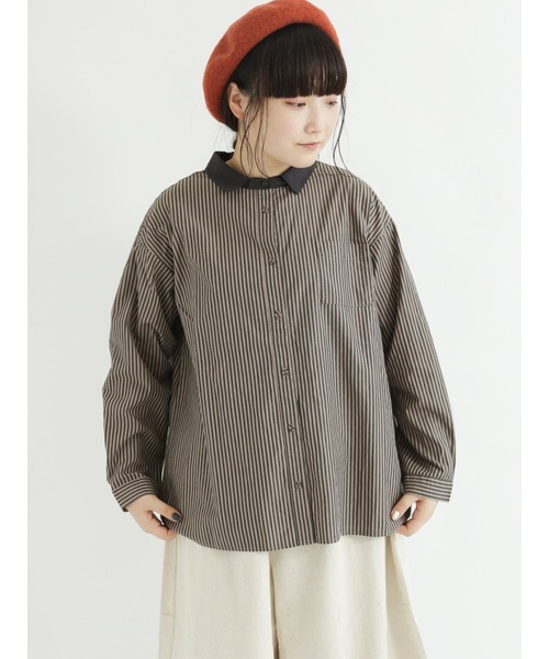 Samansa Mos2（サマンサ モスモス）の「柄アソートクレリックシャツ（シャツ/ブラウス・レディース・ブラック/ベージュ/オフホワイト/モカ・ﾌﾘ-）」の3枚目の写真