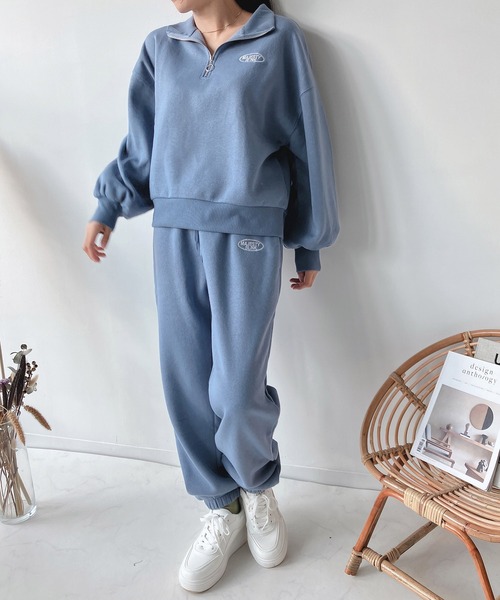 AS KNOW AS plus(アズノゥアズプラス)の「♪ロゴ刺繍 ジョガースウェットパンツ(スウェットパンツ・レディース・ブラック/ブルー/オートミール・FREE)」の8枚目の写真