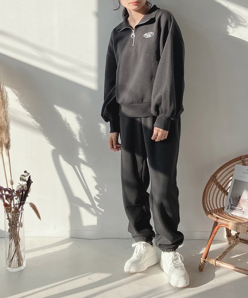 AS KNOW AS plus(アズノゥアズプラス)の「♪ロゴ刺繍 ジョガースウェットパンツ(スウェットパンツ・レディース・ブラック/ブルー/オートミール・FREE)」の10枚目の写真