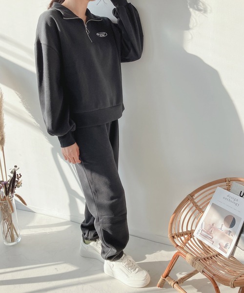 AS KNOW AS plus(アズノゥアズプラス)の「♪ロゴ刺繍 ジョガースウェットパンツ(スウェットパンツ・レディース・ブラック/ブルー/オートミール・FREE)」の11枚目の写真