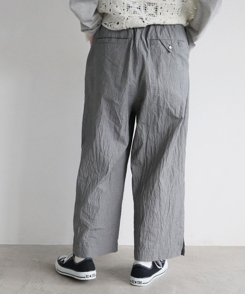 【l'atelier du savon】ウールリネン チェック キュロットパンツ l'atelier du savon くるくるチェック刺繍パンツ - メルカリ