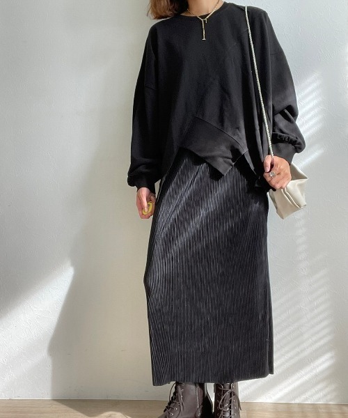 HEILIS(ヘイリス)の「ヘムデザインカットソー / カットソー ロンT 長袖(Tシャツ/カットソー・レディース・グレー/ブラック/オフホワイト・FREE)」の20枚目の写真
