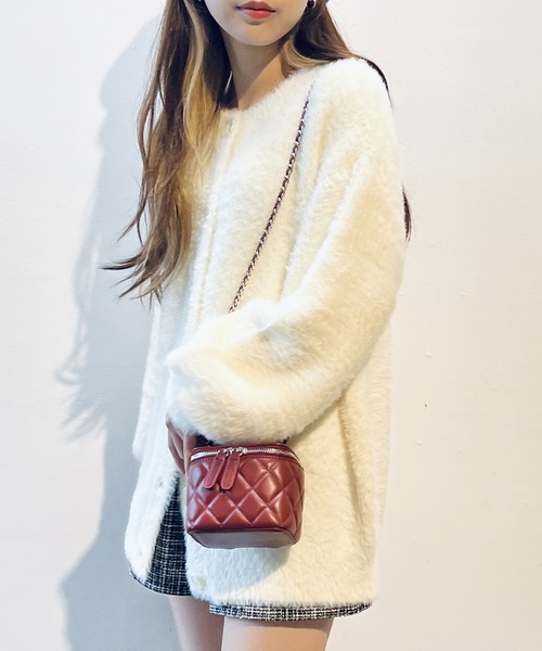 one way（ワンウェイ）の「ショートフェザーロングカーディガン（カーディガン/ボレロ・レディース・ライトピンク/ホワイト/ベージュ・FREE）」の2枚目の写真