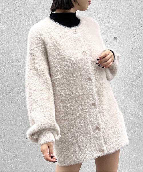 one way（ワンウェイ）の「ショートフェザーロングカーディガン（カーディガン/ボレロ・レディース・ライトピンク/ホワイト/ベージュ・FREE）」の8枚目の写真