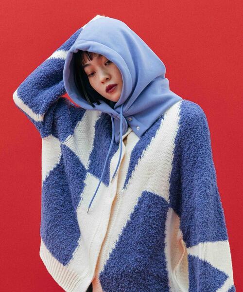 CITEN（シテン）の「＜CITEN＞ブロッキング ニットカーディガン（カーディガン/ボレロ・レディース・コバルトブルー/グレー・FREE）」の2枚目の写真