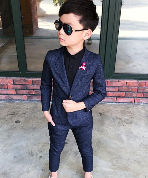 DAY CLOSET(デイ クローゼット)の「キッズ セットアップスーツ クラシックジャケット+パンツ+コサージュ 3点セット(セットアップ・キッズ・グリーン/ネイビー/レッド・140cm/130cm/150cm/110cm/120cm/100cm)」の13枚目の写真