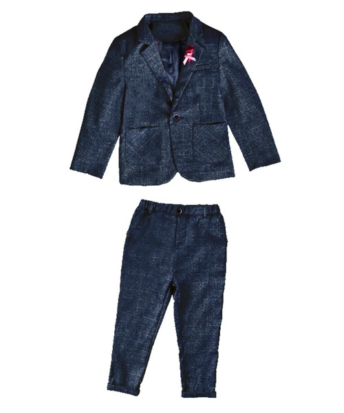 DAY CLOSET(デイ クローゼット)の「キッズ セットアップスーツ クラシックジャケット+パンツ+コサージュ 3点セット(セットアップ・キッズ・グリーン/ネイビー/レッド・140cm/130cm/150cm/110cm/120cm/100cm)」の15枚目の写真