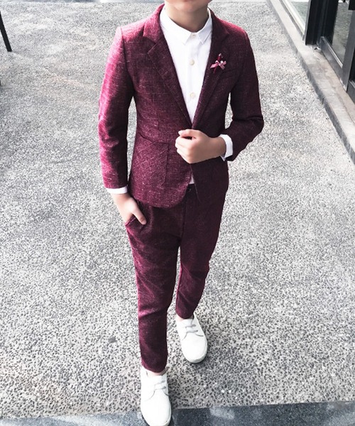 DAY CLOSET(デイ クローゼット)の「キッズ セットアップスーツ クラシックジャケット+パンツ+コサージュ 3点セット(セットアップ・キッズ・グリーン/ネイビー/レッド・140cm/130cm/150cm/110cm/120cm/100cm)」の5枚目の写真