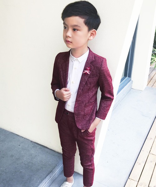 DAY CLOSET(デイ クローゼット)の「キッズ セットアップスーツ クラシックジャケット+パンツ+コサージュ 3点セット(セットアップ・キッズ・グリーン/ネイビー/レッド・140cm/130cm/150cm/110cm/120cm/100cm)」の12枚目の写真