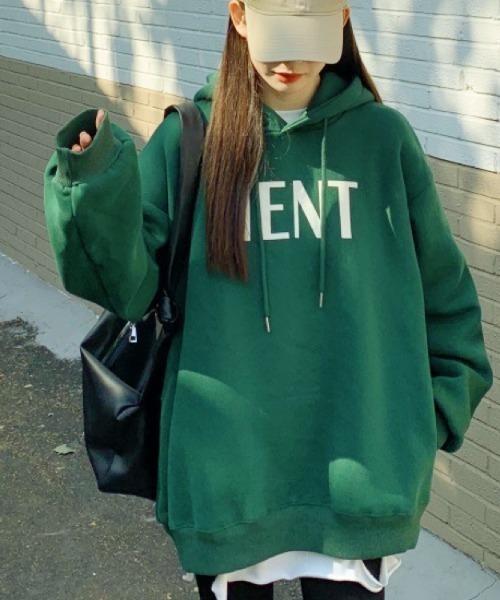 DIAVEL(ディアベル)の「MENTロゴプリントパーカー(パーカー・レディース・グリーン/グレー・M)」の1枚目の写真