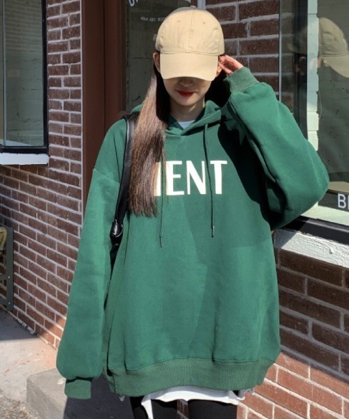 DIAVEL(ディアベル)の「MENTロゴプリントパーカー(パーカー・レディース・グリーン/グレー・M)」の3枚目の写真