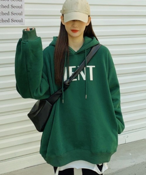 DIAVEL(ディアベル)の「MENTロゴプリントパーカー(パーカー・レディース・グリーン/グレー・M)」の4枚目の写真
