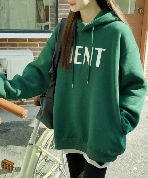 DIAVEL(ディアベル)の「MENTロゴプリントパーカー(パーカー・レディース・グリーン/グレー・M)」の5枚目の写真