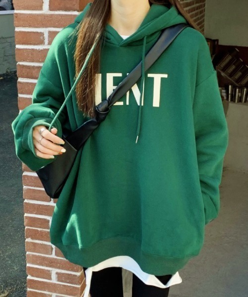 DIAVEL(ディアベル)の「MENTロゴプリントパーカー(パーカー・レディース・グリーン/グレー・M)」の6枚目の写真