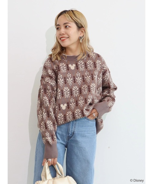 Disney(ディズニー)の「ジャガードニットプルオーバー/Mickey(ニット/セーター・レディース・ピンク/グリーン/ブラウン・FREE)」の10枚目の写真