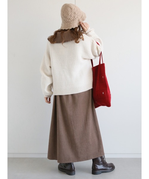 ehka sopo（エヘカソポ）の「かぎ針モチーフプルオーバー（ニット/セーター・レディース・オフホワイト/ベージュ/ネイビー・ﾌﾘ-）」の7枚目の写真