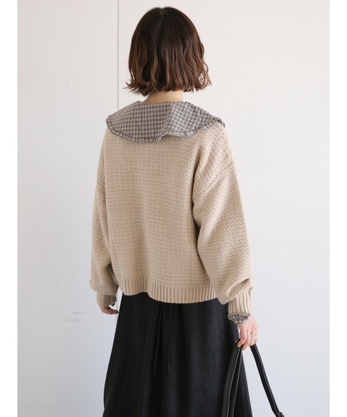 ehka sopo（エヘカソポ）の「かぎ針モチーフプルオーバー（ニット/セーター・レディース・オフホワイト/ベージュ/ネイビー・ﾌﾘ-）」の12枚目の写真