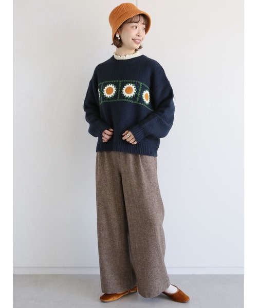 ehka sopo（エヘカソポ）の「かぎ針モチーフプルオーバー（ニット/セーター・レディース・オフホワイト/ベージュ/ネイビー・ﾌﾘ-）」の13枚目の写真