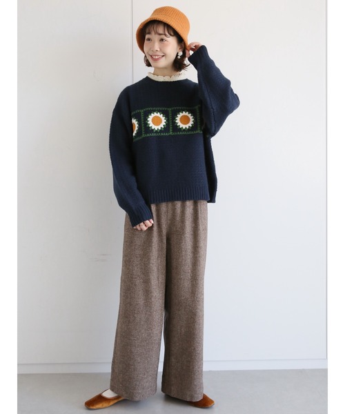 ehka sopo（エヘカソポ）の「かぎ針モチーフプルオーバー（ニット/セーター・レディース・オフホワイト/ベージュ/ネイビー・ﾌﾘ-）」の14枚目の写真