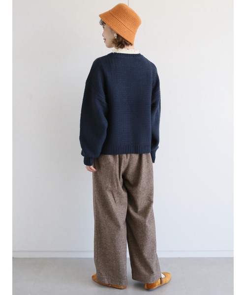 ehka sopo（エヘカソポ）の「かぎ針モチーフプルオーバー（ニット/セーター・レディース・オフホワイト/ベージュ/ネイビー・ﾌﾘ-）」の17枚目の写真