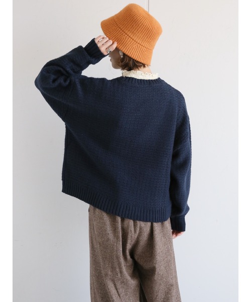 ehka sopo（エヘカソポ）の「かぎ針モチーフプルオーバー（ニット/セーター・レディース・オフホワイト/ベージュ/ネイビー・ﾌﾘ-）」の22枚目の写真