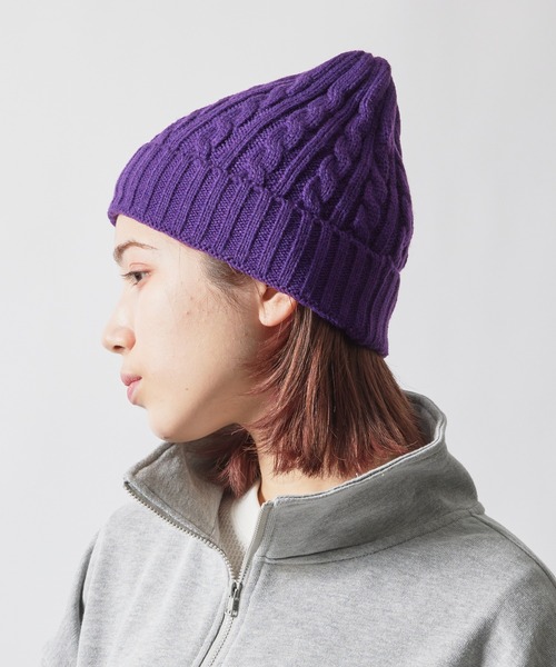 newhattan（ニューハッタン）の「【NEWHATTAN】ケーブルニットキャップ NWHT-H3024 MURS（ニットキャップ/ビーニー・メンズ・ブラック/パープル/ネイビー/レッド/カーキ/ダークグレー/ホワイト/ピンク/ダークブラウン/ライトグレー/ライトピンク/バーガンディー・FREE）」の8枚目の写真