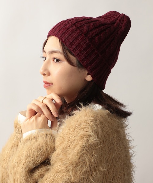 newhattan（ニューハッタン）の「【NEWHATTAN】ケーブルニットキャップ NWHT-H3024 MURS（ニットキャップ/ビーニー・メンズ・ブラック/パープル/ネイビー/レッド/カーキ/ダークグレー/ホワイト/ピンク/ダークブラウン/ライトグレー/ライトピンク/バーガンディー・FREE）」の12枚目の写真