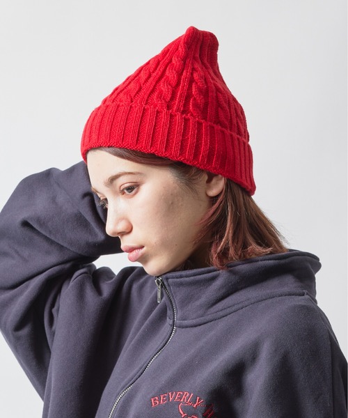 newhattan（ニューハッタン）の「【NEWHATTAN】ケーブルニットキャップ NWHT-H3024 MURS（ニットキャップ/ビーニー・メンズ・ブラック/パープル/ネイビー/レッド/カーキ/ダークグレー/ホワイト/ピンク/ダークブラウン/ライトグレー/ライトピンク/バーガンディー・FREE）」の11枚目の写真