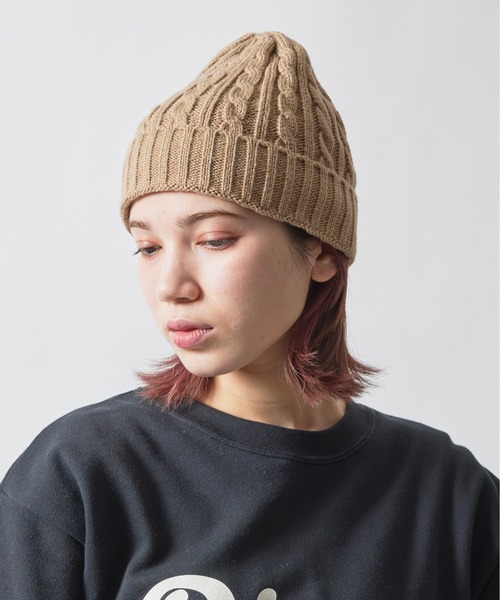 newhattan（ニューハッタン）の「【NEWHATTAN】ケーブルニットキャップ NWHT-H3024 MURS（ニットキャップ/ビーニー・メンズ・ブラック/パープル/ネイビー/レッド/カーキ/ダークグレー/ホワイト/ピンク/ダークブラウン/ライトグレー/ライトピンク/バーガンディー・FREE）」の6枚目の写真