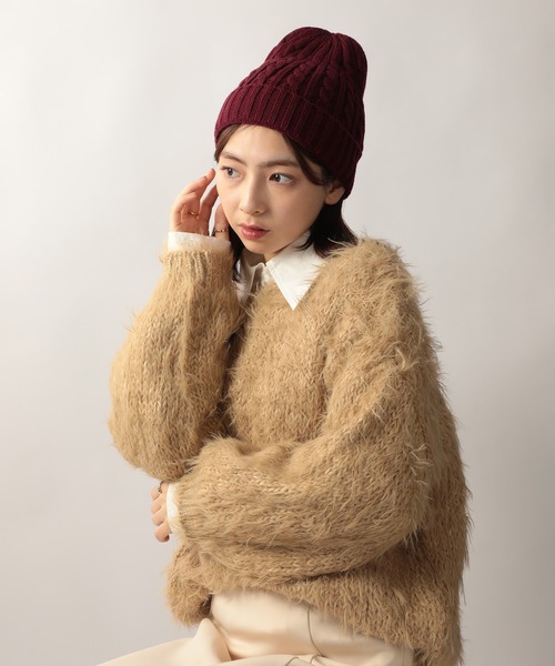 newhattan（ニューハッタン）の「【NEWHATTAN】ケーブルニットキャップ NWHT-H3024 MURS（ニットキャップ/ビーニー・メンズ・ブラック/パープル/ネイビー/レッド/カーキ/ダークグレー/ホワイト/ピンク/ダークブラウン/ライトグレー/ライトピンク/バーガンディー・FREE）」の19枚目の写真