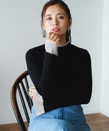 カラーレイヤードリブニット　181125