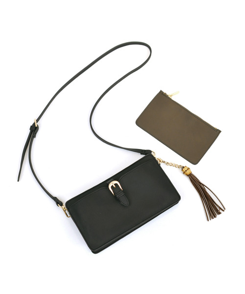 cache cache（カシュ カシュ）の「カシュカシュ cachecache / ベルトフラップウォレットショルダー（ショルダーバッグ・レディース・ベージュ系その他/ブラック/アイボリー/サックスブルー/マスタード・FREE）」の6枚目の写真