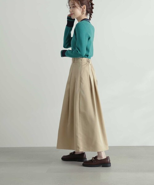 N.（N. Natural Beauty Basic）（エヌエヌナチュラルビューティーベーシック）の「◆タックウエストフレアスカート（スカート・レディース・ベージュ/スミクロ・MEDIUM）」の5枚目の写真