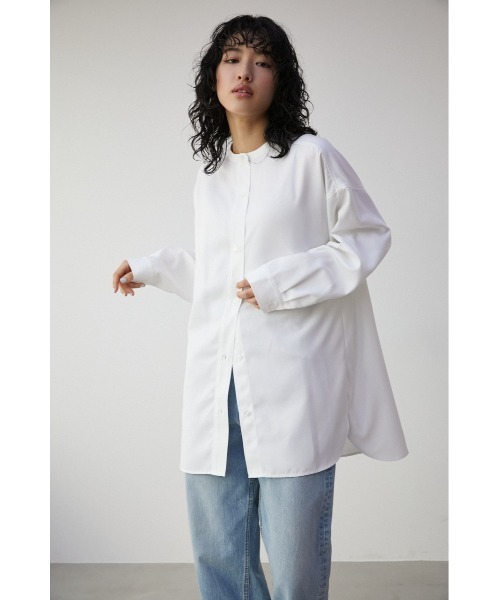 AZUL by moussy（アズールバイマウジー）の「BAND NECK SHIRT/バンドネックシャツ（シャツ/ブラウス・レディース・ホワイト・SMALL/MEDIUM）」の3枚目の写真