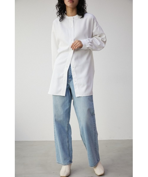 AZUL by moussy（アズールバイマウジー）の「BAND NECK SHIRT/バンドネックシャツ（シャツ/ブラウス・レディース・ホワイト・SMALL/MEDIUM）」の4枚目の写真