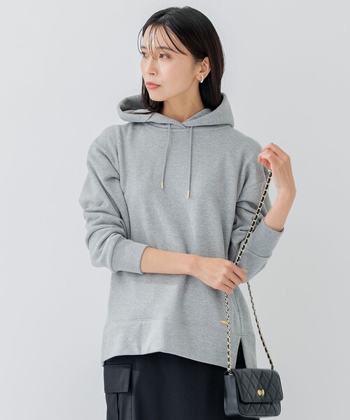23区(ニジュウサンク)の「【洗える】オーガニックコットンテリー プルオーバー フーディー(パーカー・レディース・ネイビー系/ホワイト系/ライトグレー系・38)」の1枚目の写真