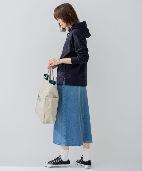 23区(ニジュウサンク)の「【洗える】オーガニックコットンテリー プルオーバー フーディー(パーカー・レディース・ネイビー系/ホワイト系/ライトグレー系・38)」の10枚目の写真