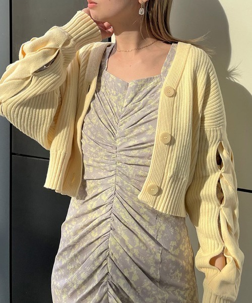 SNIDEL  ニットカーディガン＆ワンピース【Milky】 ケーブル SNIDEL（スナイデル）の「ケーブルスリットデザインカーディガン