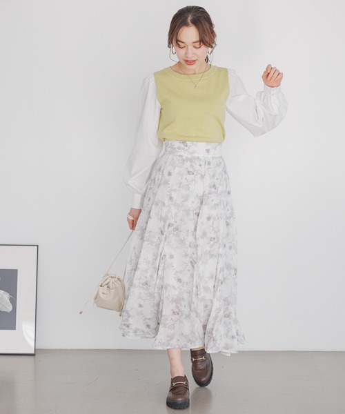 mysty woman（ミスティウーマン）の「【WEB＆一部店舗限定】ベストドッキングチュニック  193988（Tシャツ/カットソー・レディース・ネイビー/ライトグリーン/ライトベージュ・FREE）」の13枚目の写真