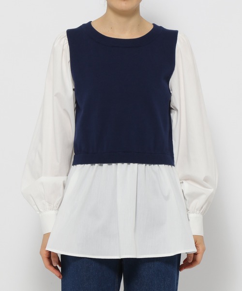 mysty woman（ミスティウーマン）の「【WEB＆一部店舗限定】ベストドッキングチュニック  193988（Tシャツ/カットソー・レディース・ネイビー/ライトグリーン/ライトベージュ・FREE）」の16枚目の写真