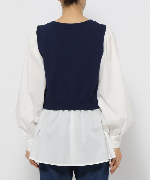 mysty woman（ミスティウーマン）の「【WEB＆一部店舗限定】ベストドッキングチュニック  193988（Tシャツ/カットソー・レディース・ネイビー/ライトグリーン/ライトベージュ・FREE）」の18枚目の写真