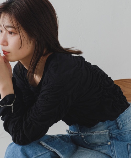 Kastane（カスタネ）の「【2023SSカタログ掲載アイテム/新色追加】ランダムシャーリングTee（Tシャツ/カットソー・レディース・ブラック/オフホワイト/オレンジ/ブルー・FREE）」の15枚目の写真