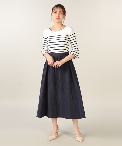 LAISSE PASSE（レッセパッセ）の「タフタフレアースカート（スカート・レディース・キナリ/ライトピンク/ネイビー・SMALL/MEDIUM）」の16枚目の写真