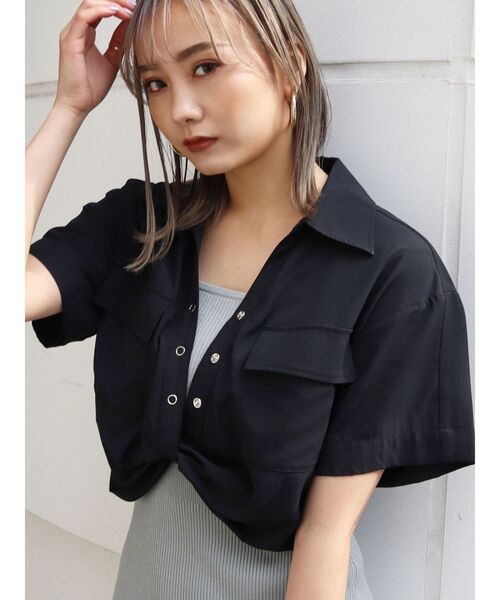 EMODA（エモダ）の「ツイストショートシャツ（シャツ/ブラウス・レディース・ブラック/ベージュ/その他/その他1・FREE）」の6枚目の写真