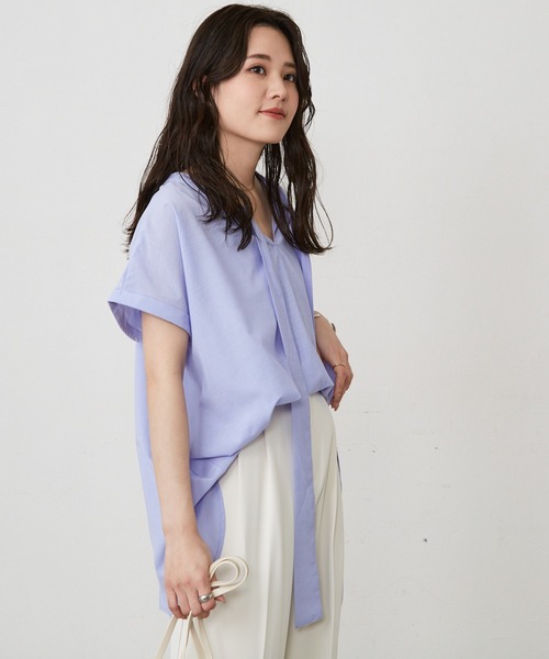 Shelly island(シェリーアイランド)の「2WAYシアーボウタイブラウス(シャツ/ブラウス・レディース・ブラック/ブルー/ピンク・M)」の9枚目の写真