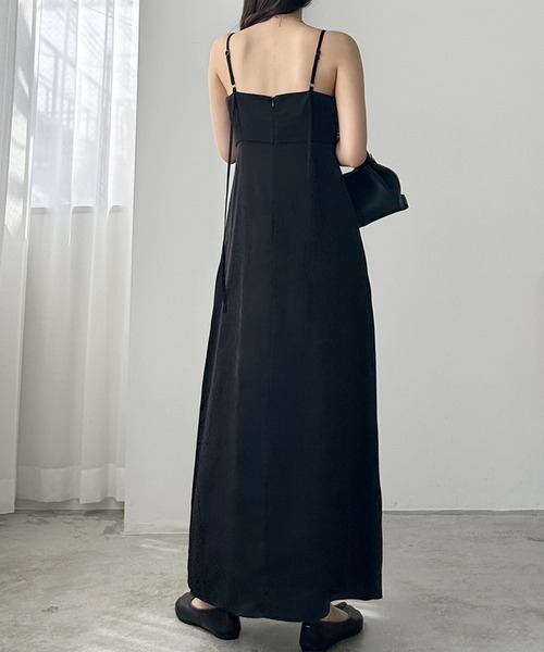 ★期間限定セール中★【2点セット】サテンキャミドレス レイヤードキャミ ティアードラッフルサテンキャミワンピース